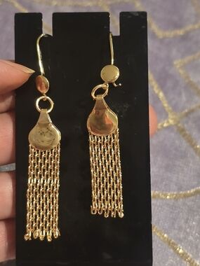 22kgp Dubai Jewelry Gold Tassel Drop Earrings - Gold Tone Women’s Jewelry